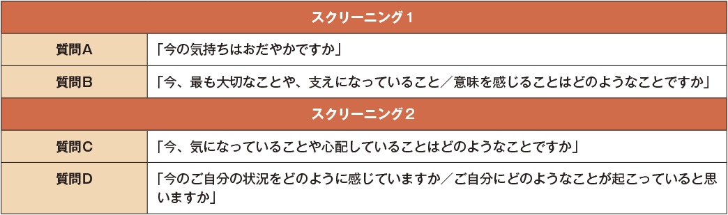 SpiPasによるスクリーニングのための質問